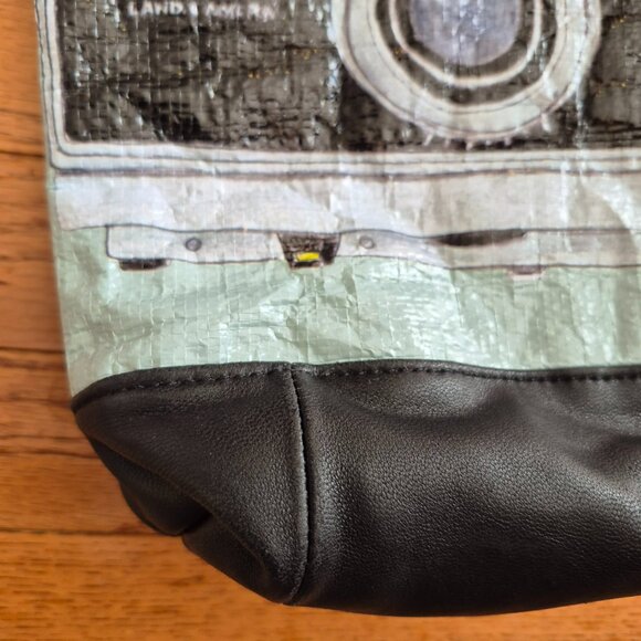 Retro Camera Print Leather Tote Bag Small OOAK One of a Kind Graphic Print - Picture 3 of 13